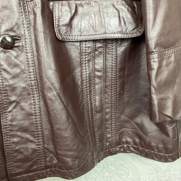 Vintage 70s cowhide leather jacket men’s 44R Montgomery Ward unisex fit - Picture 5 of 13